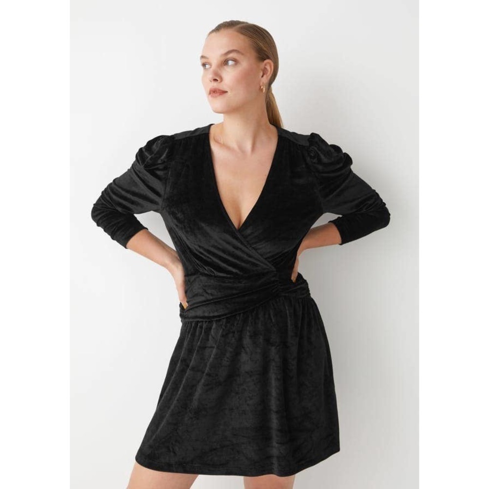 & OTHER STORIES Draped Velvet Mini Dress Size 6